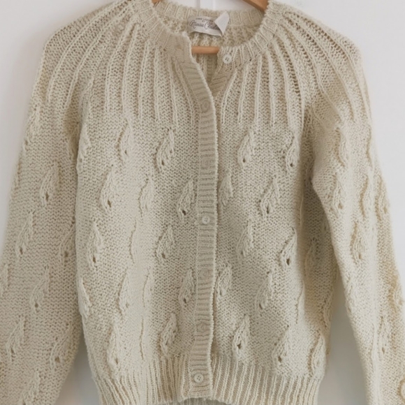 . Vintage Marisa Christina Ivory Cream Cozy Feminine Knit Cardigan Sweater . - Picture 3 of 5